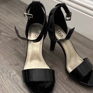 a.n.a Black Patent Ankle Strap Heels | Classic Dress Sandals